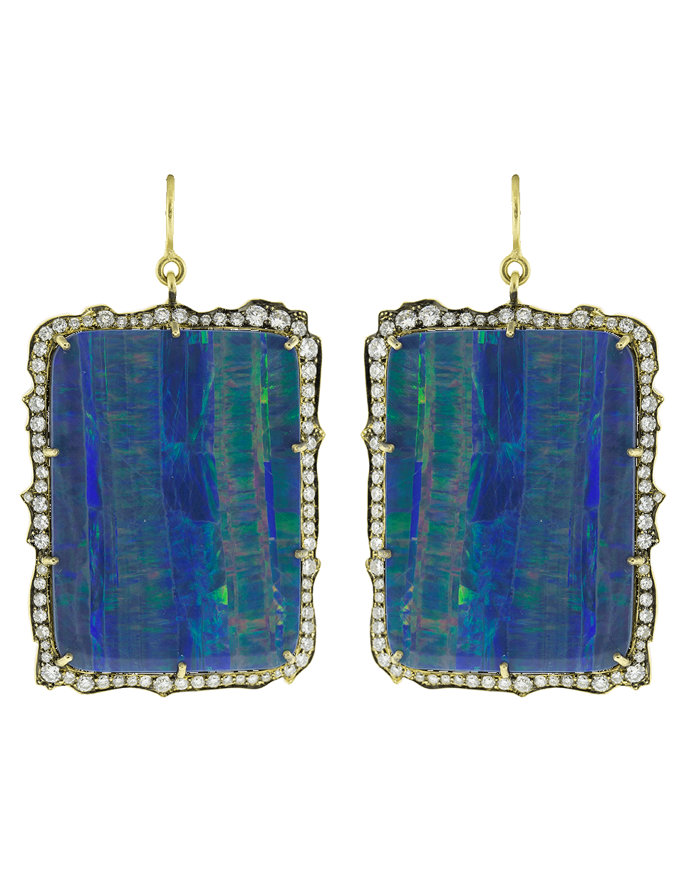 SYLVA & CIE-Opal and Round Brilliant Cut Diamond Drop Earrings-YELLOW GOLD