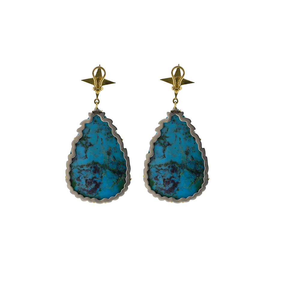 SYLVA & CIE-Pear Shape Turquoise Earrings-YELLOW GOLD