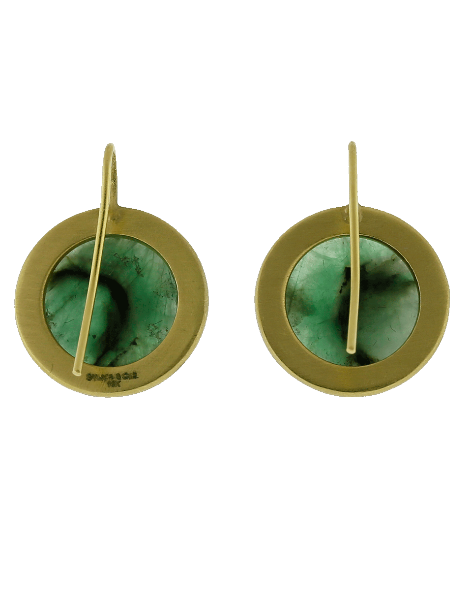SYLVA & CIE-Round Faceted Emerald Earrings-YELLOW GOLD