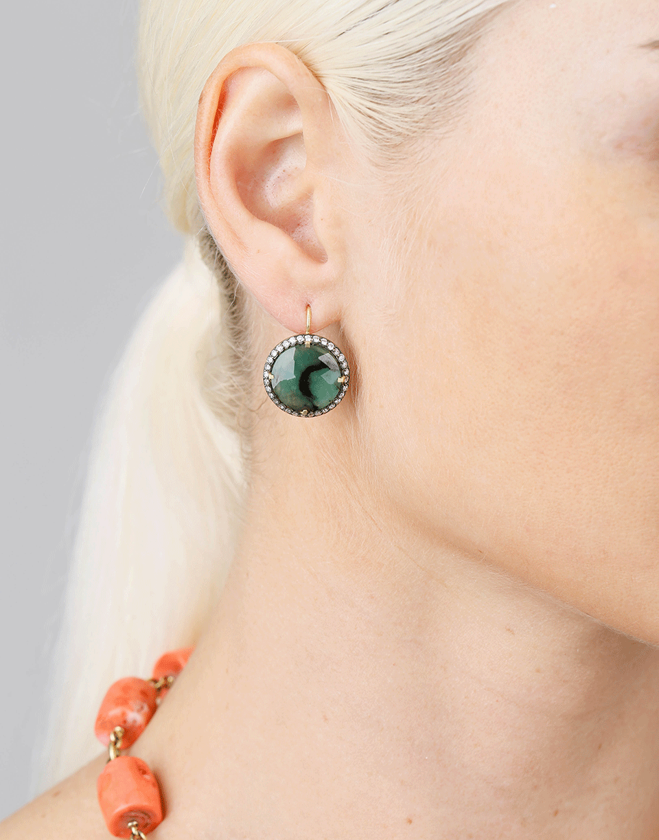 SYLVA & CIE-Round Faceted Emerald Earrings-YELLOW GOLD