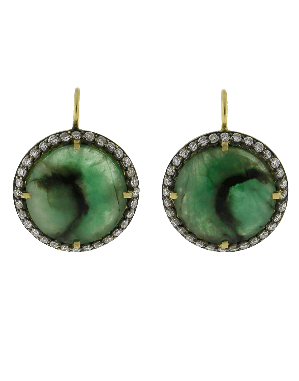 SYLVA & CIE-Round Faceted Emerald Earrings-YELLOW GOLD