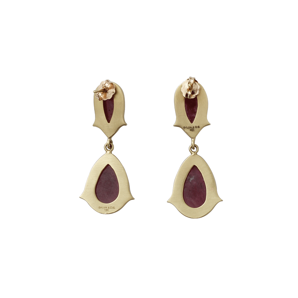 SYLVA & CIE-Ruby Drop Earrings-YELLOW GOLD