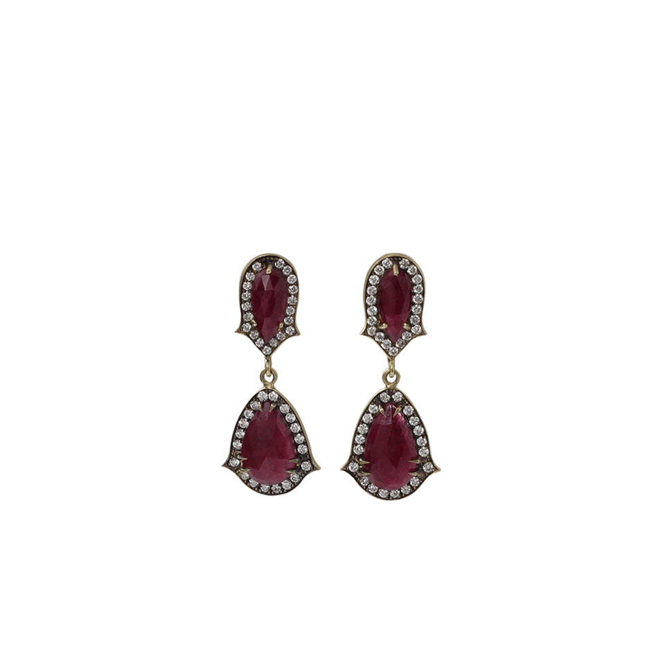 SYLVA & CIE-Ruby Drop Earrings-YELLOW GOLD