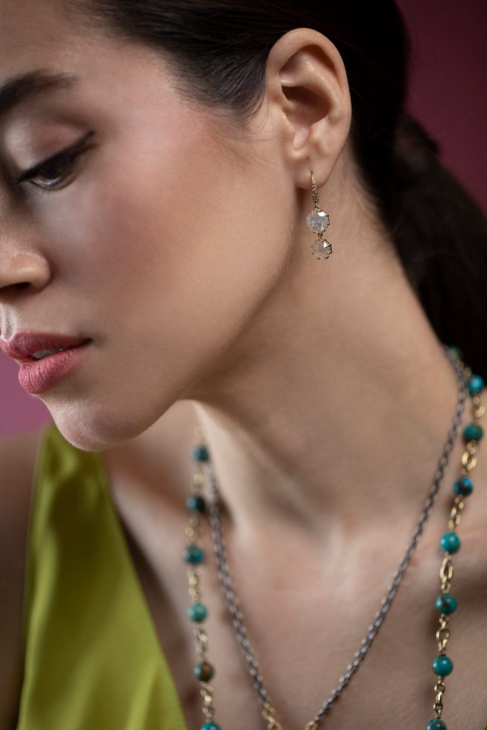 SYLVA & CIE-Salt and Pepper Diamond Drop Earrings-YELLOW GOLD