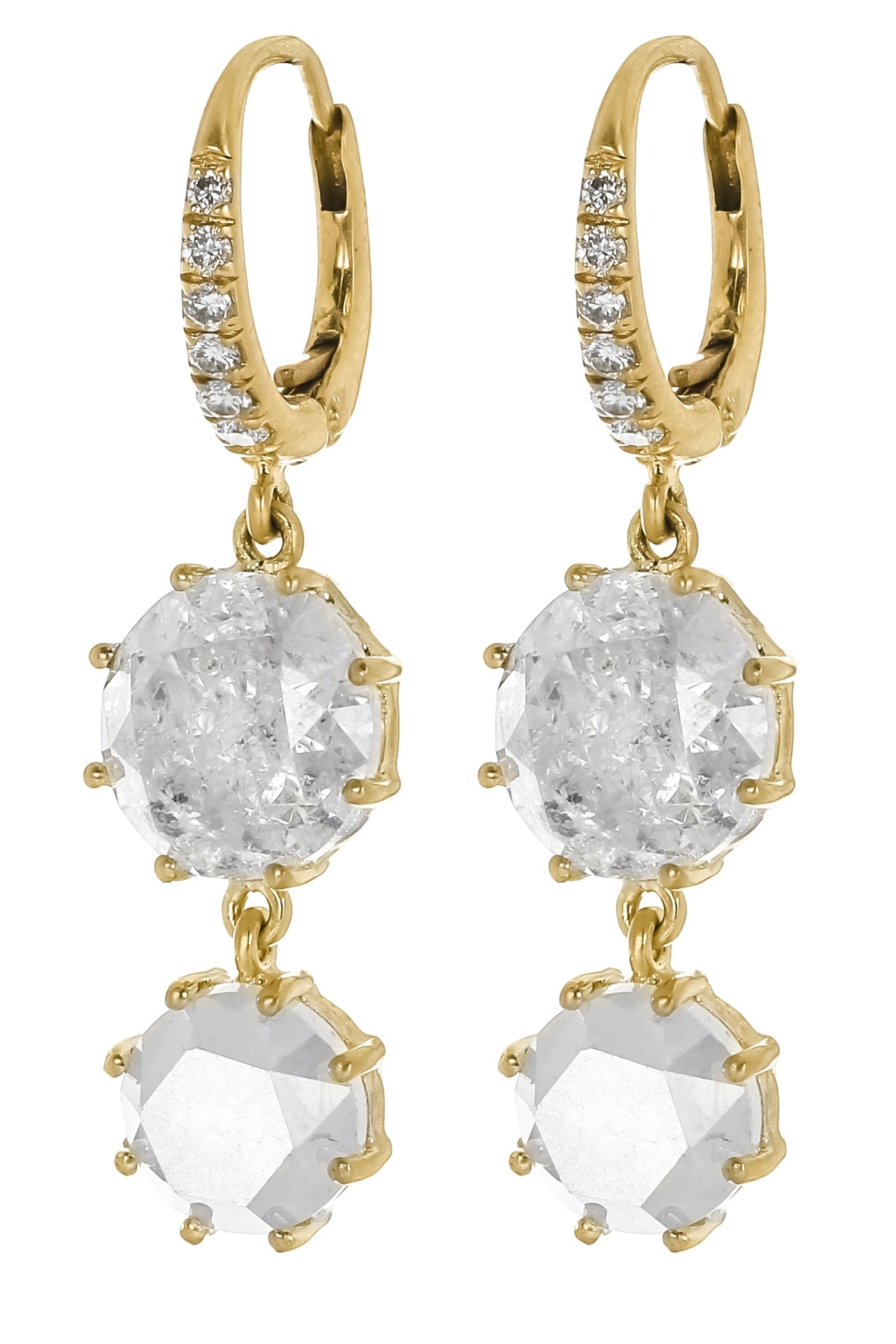 SYLVA & CIE-Salt and Pepper Diamond Drop Earrings-YELLOW GOLD
