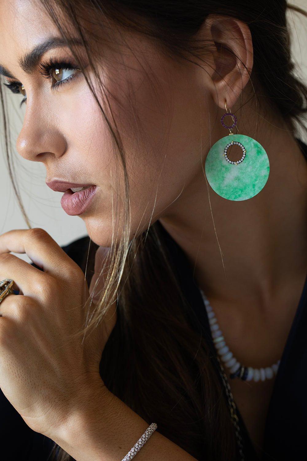 SYLVA & CIE-Sapphire Disc Earrings-YELLOW GOLD