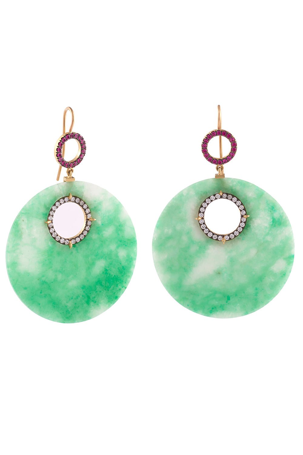 SYLVA & CIE-Sapphire Disc Earrings-YELLOW GOLD