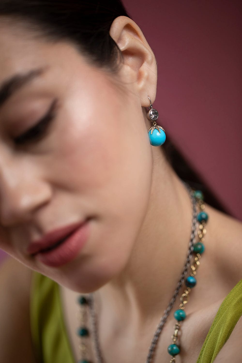 SYLVA & CIE-Turquoise Starlight Earrings-YELLOW GOLD