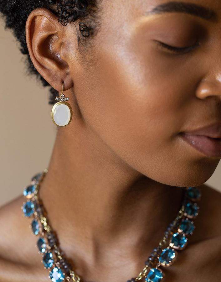 SYLVA & CIE-White Moonstone Pagoda Earrings-YELLOW GOLD