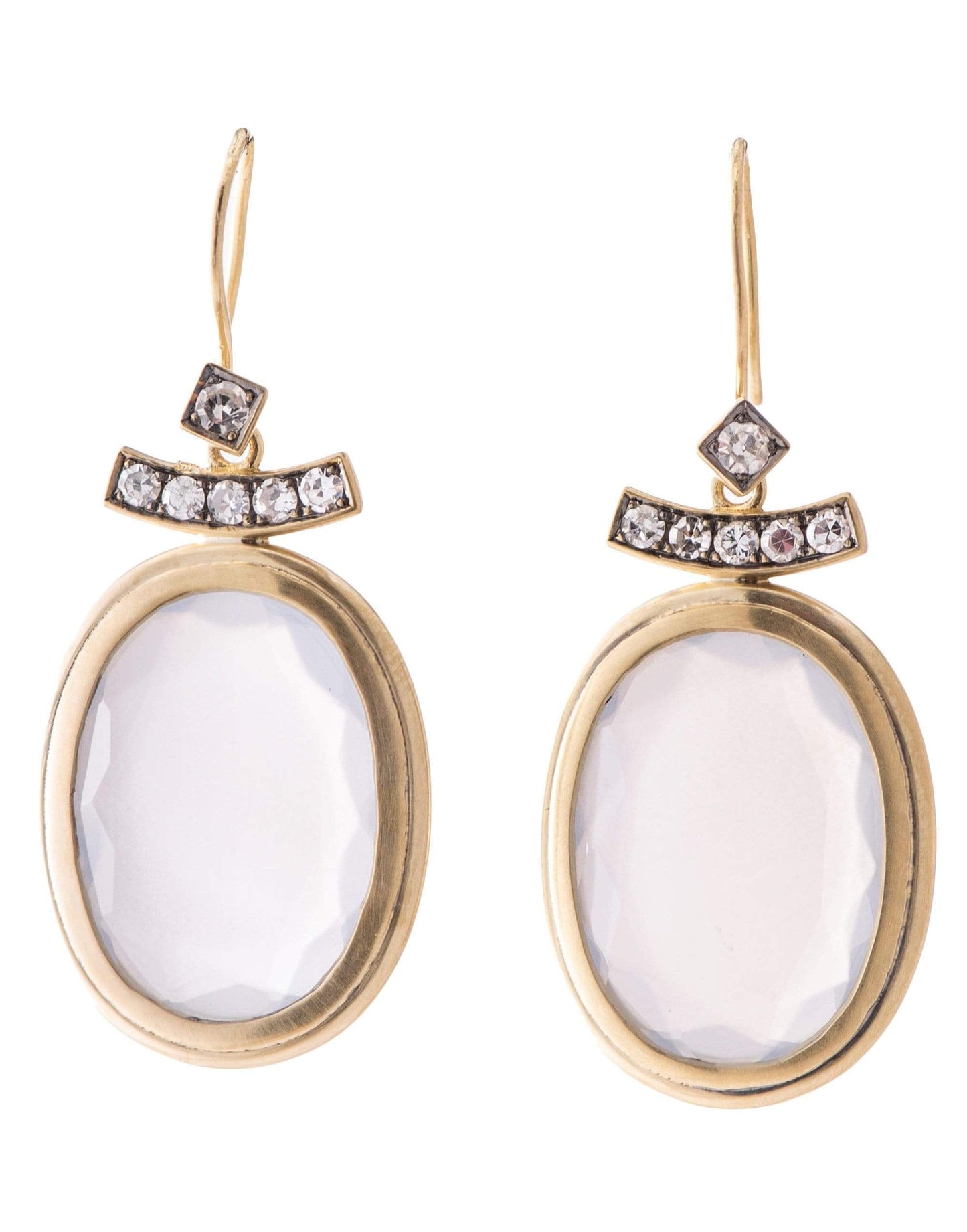 SYLVA & CIE-White Moonstone Pagoda Earrings-YELLOW GOLD