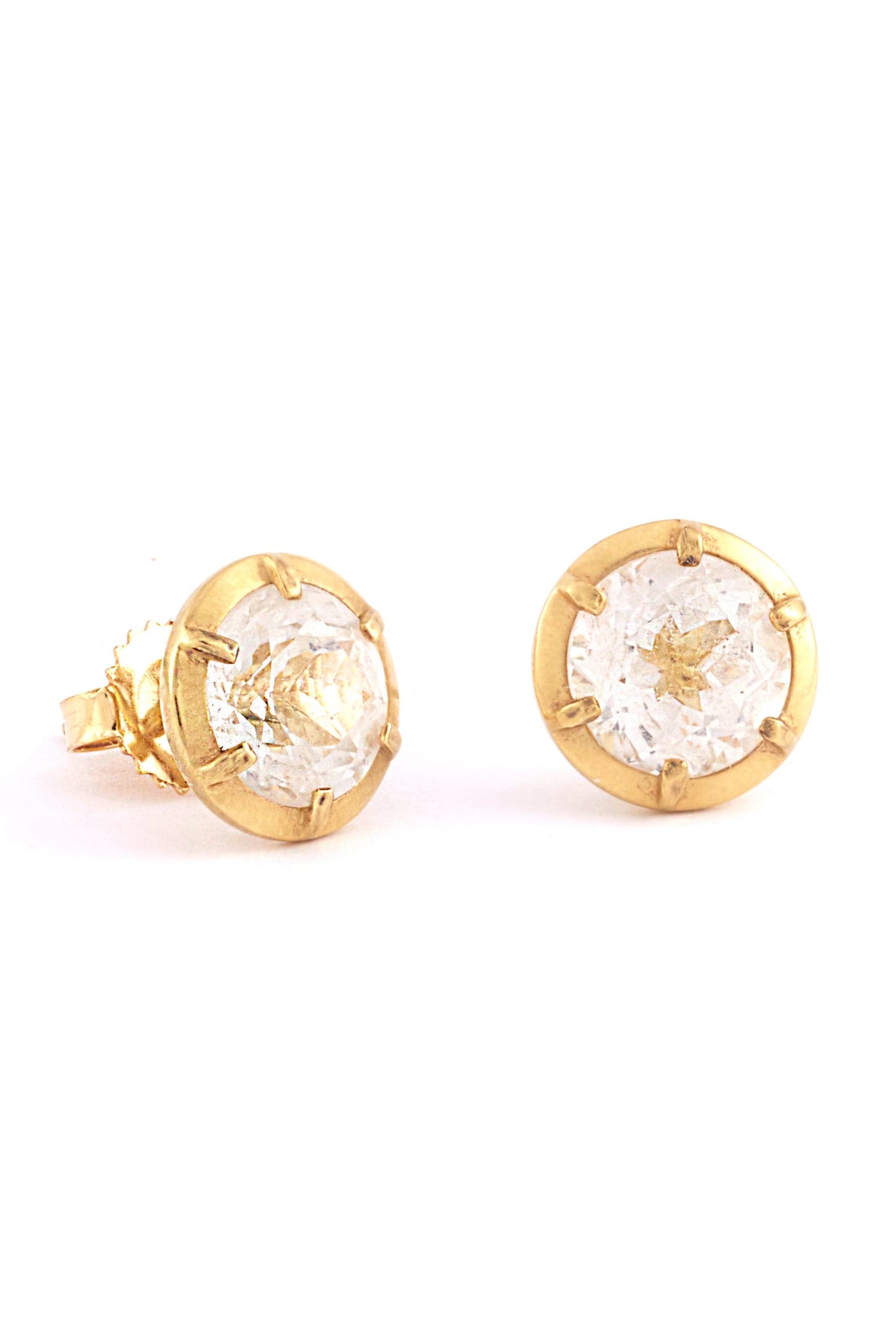 SYLVA & CIE-White Topaz Studs-YELLOW GOLD