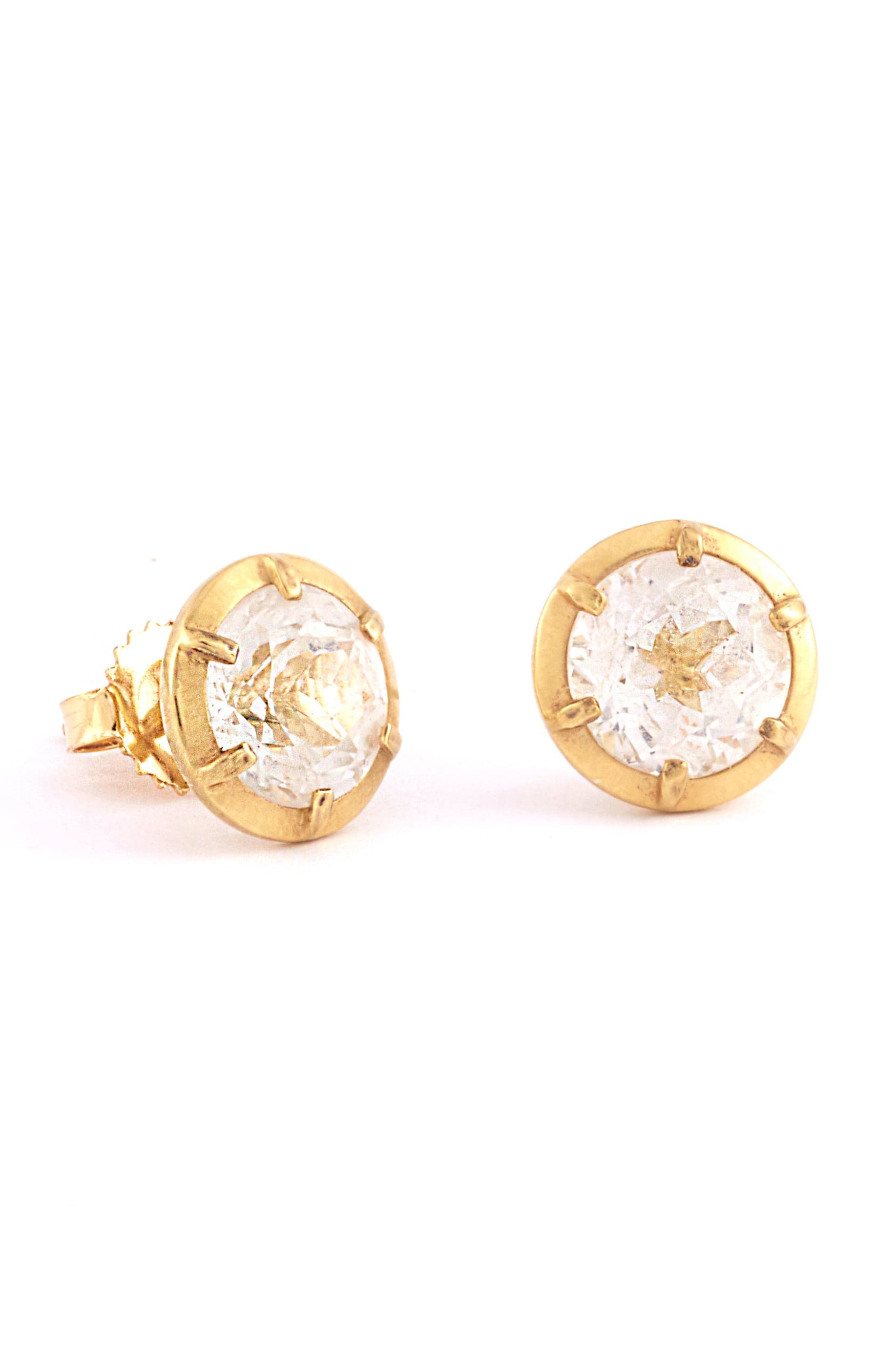 SYLVA & CIE-White Topaz Studs-YELLOW GOLD