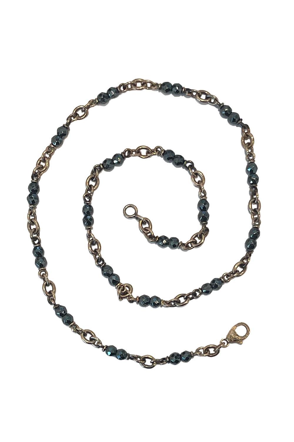 Hematite Bead Chain Necklace-ROSE GOLD-18-JEWELRYFINE JEWELNECKLACE O-SYLVA & CIE