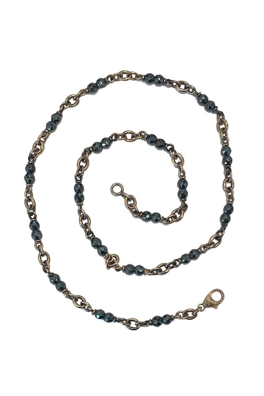 Hematite Bead Chain Necklace-ROSE GOLD-18-JEWELRYFINE JEWELNECKLACE O-SYLVA & CIE