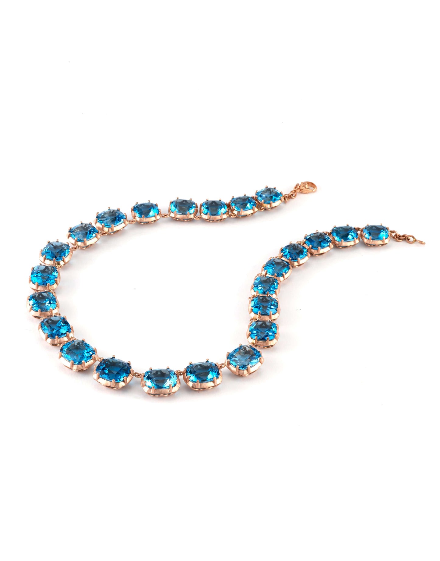 SYLVA & CIE-Blue Topaz Riviera Necklace-ROSE GOLD
