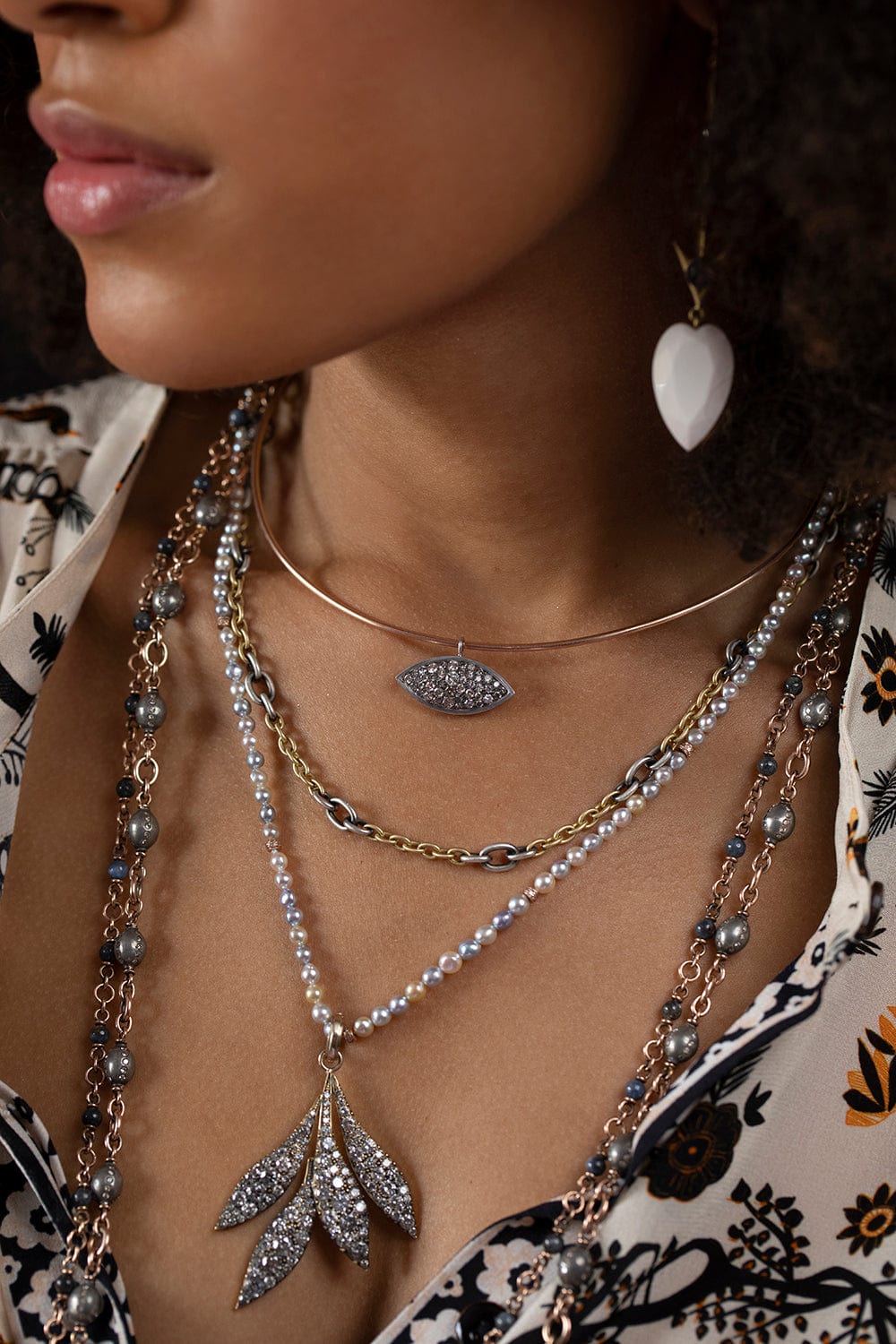 SYLVA & CIE-Diamond Bead Necklace-ROSE GOLD
