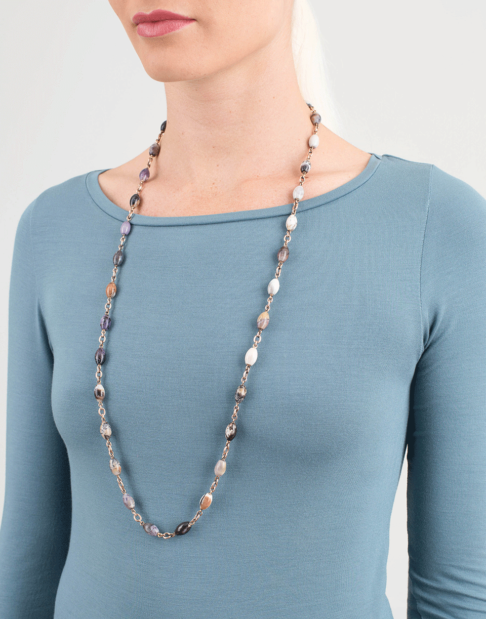 SYLVA & CIE-Opal And Fluorite Beaded Necklace-ROSE GOLD