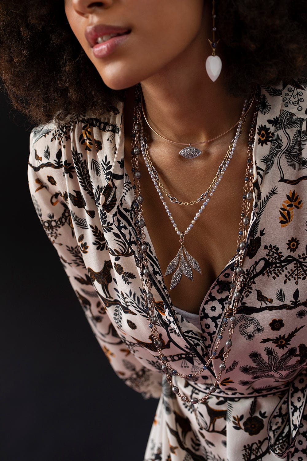 SYLVA & CIE-Sapphire Bead Necklace-ROSE GOLD