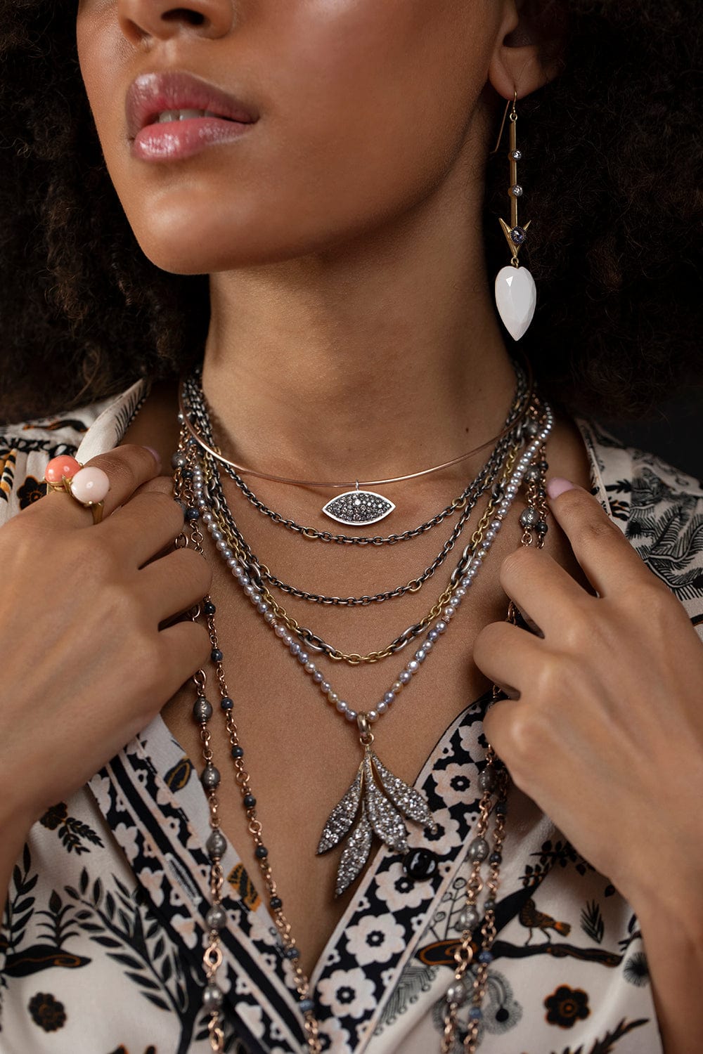 SYLVA & CIE-Sapphire Bead Necklace-ROSE GOLD