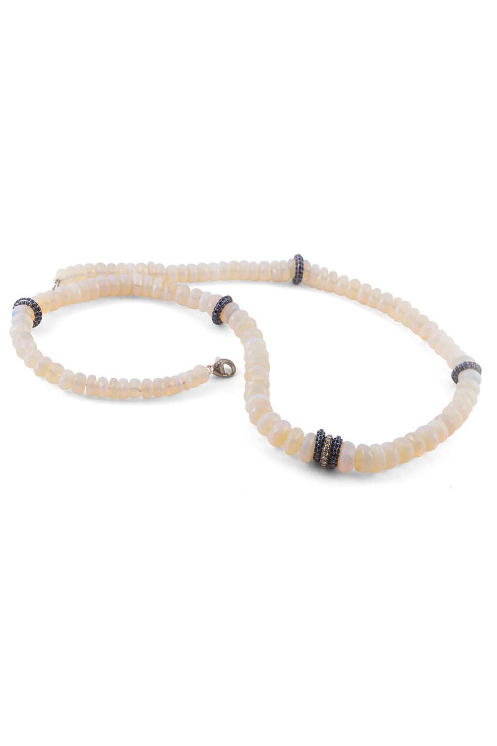 SYLVA & CIE-Opal Bead Blue Sapphire Necklace-SILVER