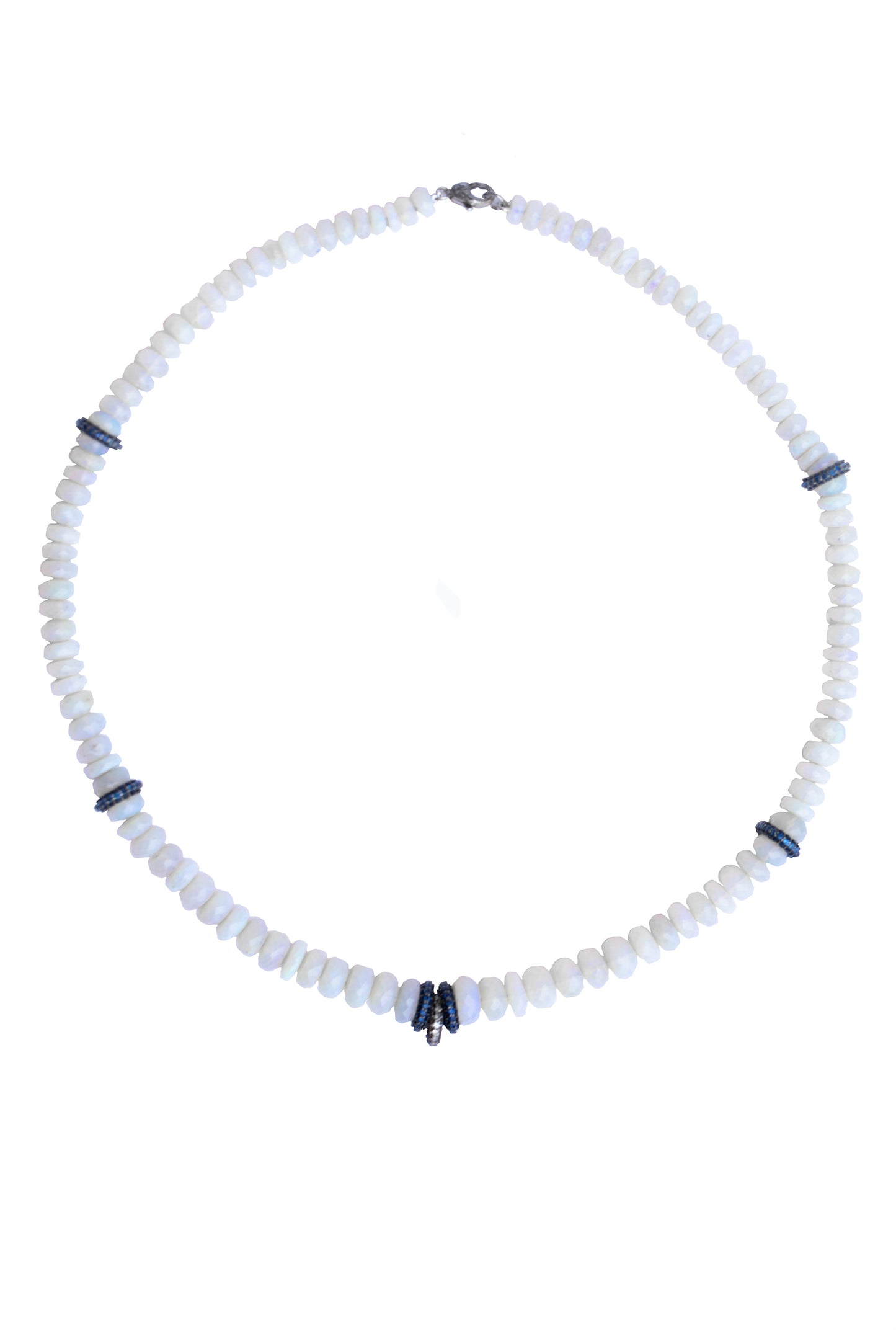 SYLVA & CIE-Opal Bead Blue Sapphire Necklace-SILVER
