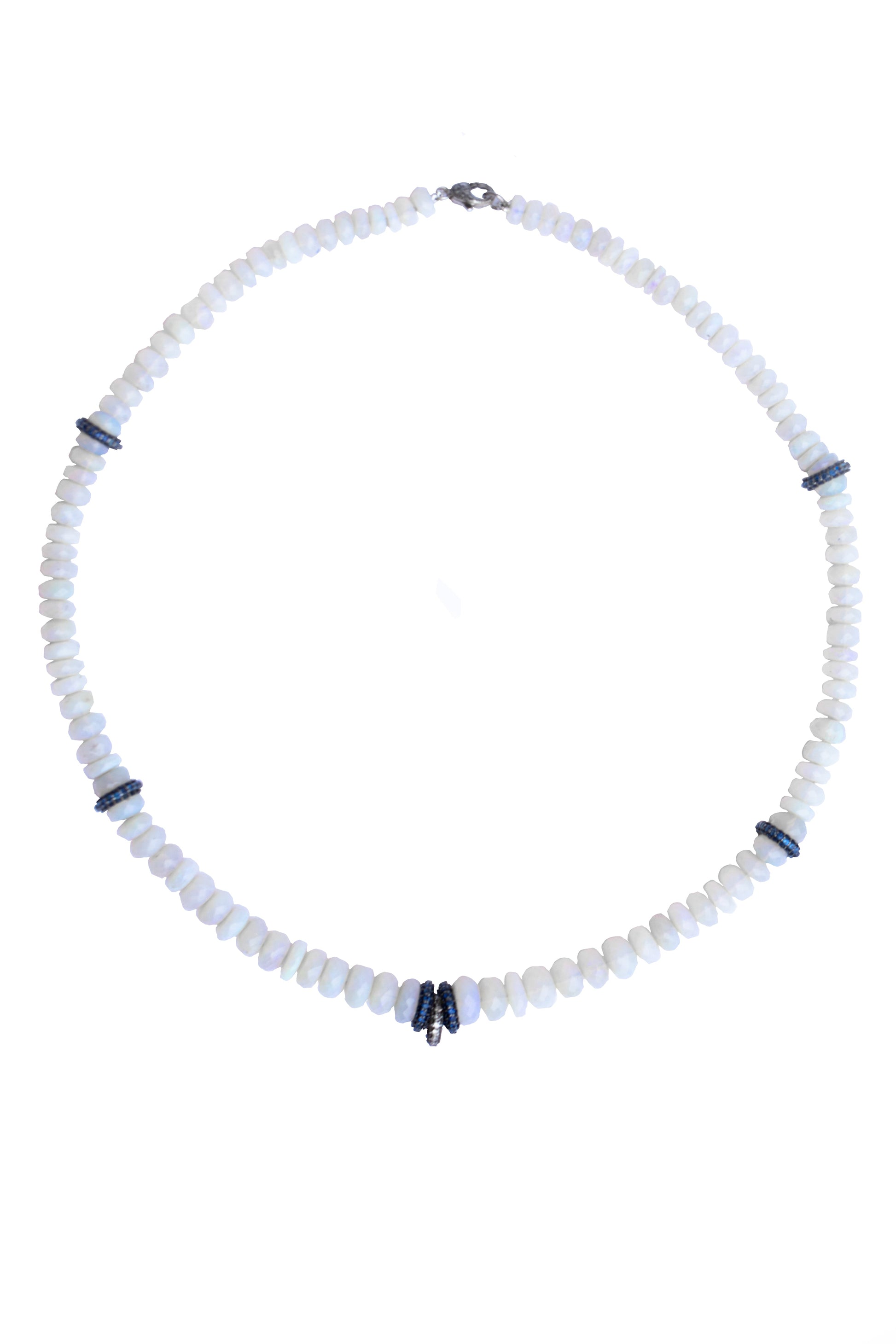 SYLVA & CIE-Opal Bead Blue Sapphire Necklace-SILVER