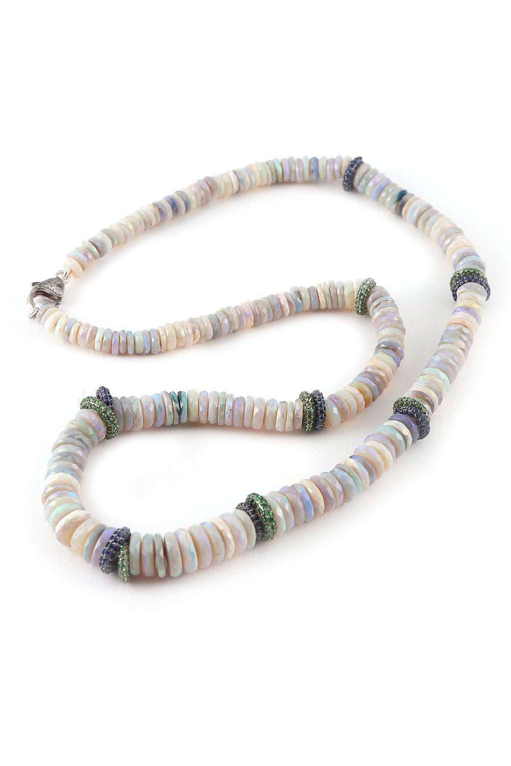 SYLVA & CIE-Opal Bead Tsavorite Necklace-SILVER