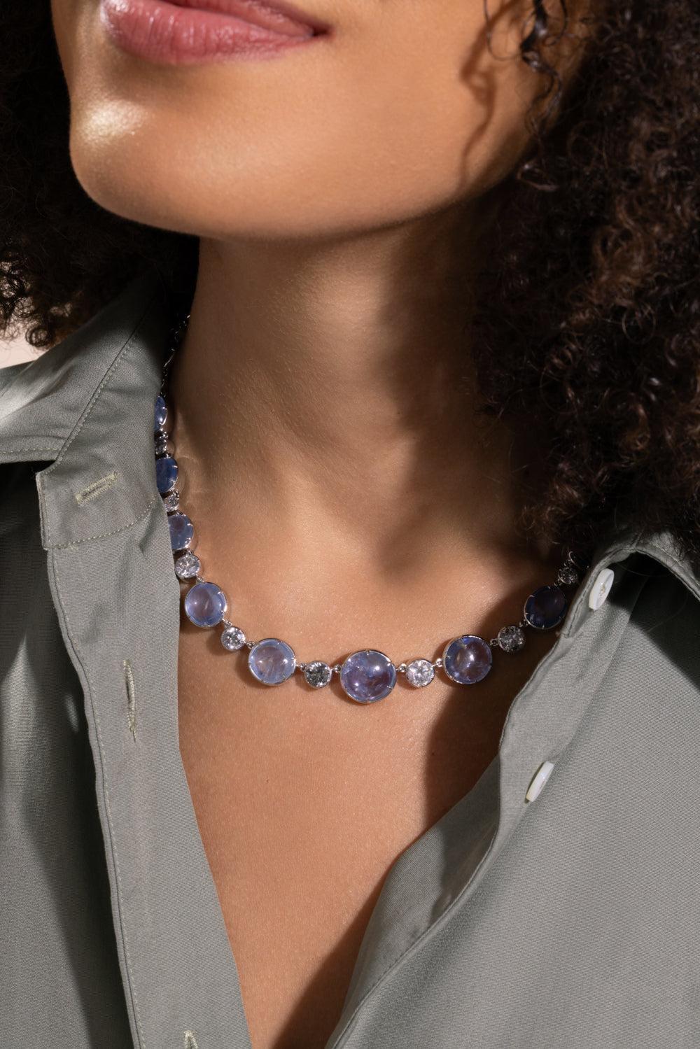 Sapphire Grey Diamond Necklace-WHITE GOLD-16-JEWELRYFINE JEWELNECKLACE O-SYLVA & CIE