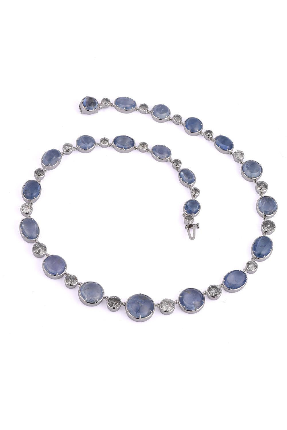 Sapphire Grey Diamond Necklace-WHITE GOLD-16-JEWELRYFINE JEWELNECKLACE O-SYLVA & CIE