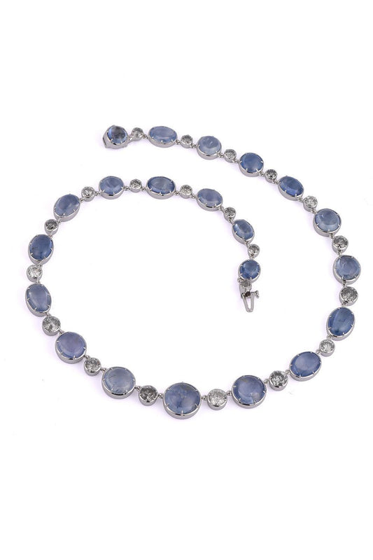 Sapphire Grey Diamond Necklace-WHITE GOLD-16-JEWELRYFINE JEWELNECKLACE O-SYLVA & CIE