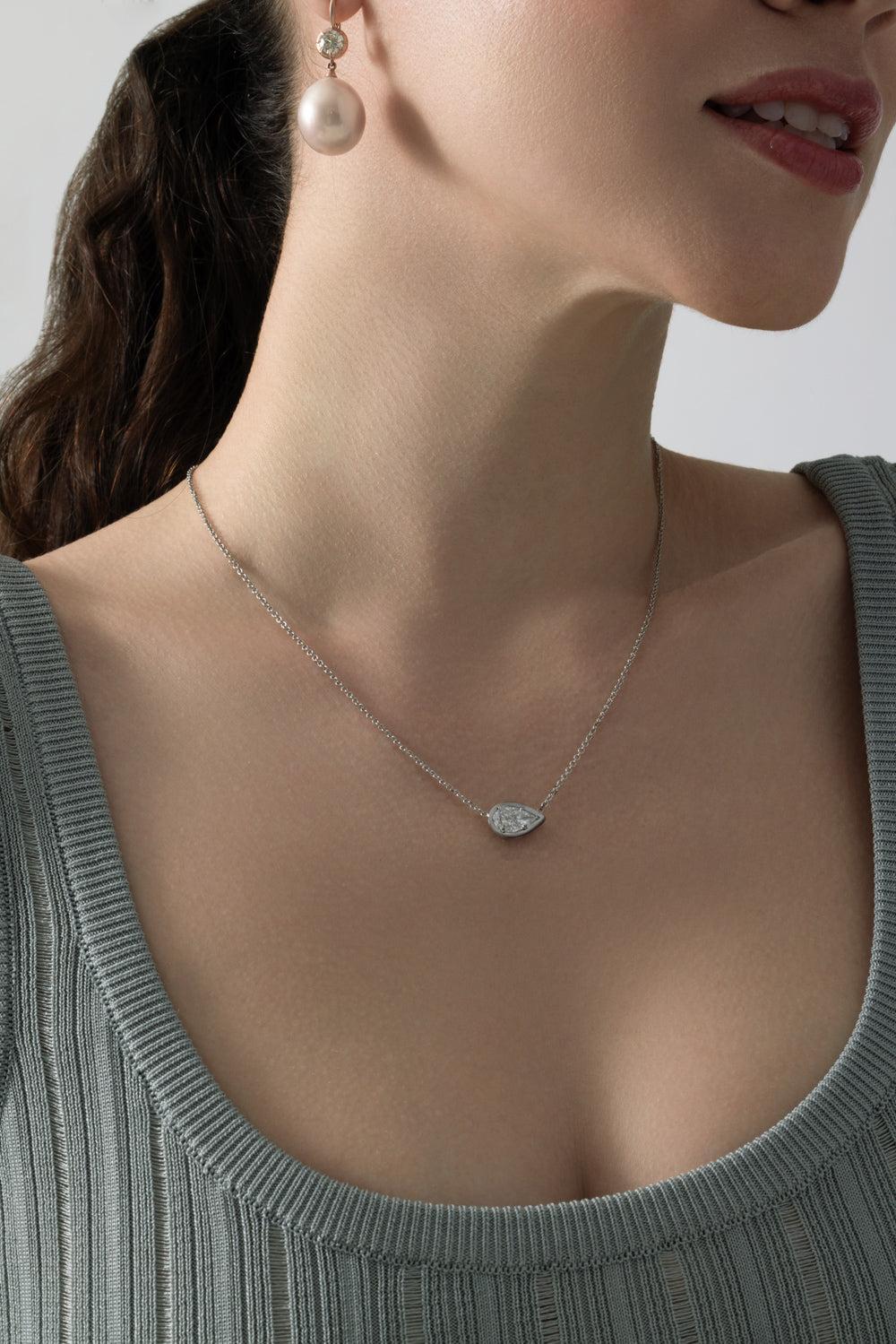 Diamond Pear Mosaic Necklace-WHITE GOLD-18-JEWELRYFINE JEWELNECKLACE O-SYLVA & CIE