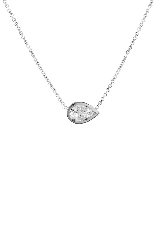 Diamond Pear Mosaic Necklace-WHITE GOLD-18-JEWELRYFINE JEWELNECKLACE O-SYLVA & CIE