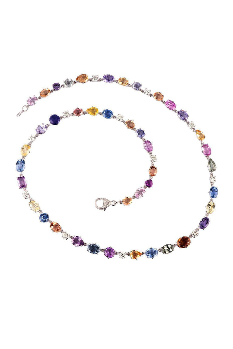 Pastel Sapphire Diamond Riviera Necklace