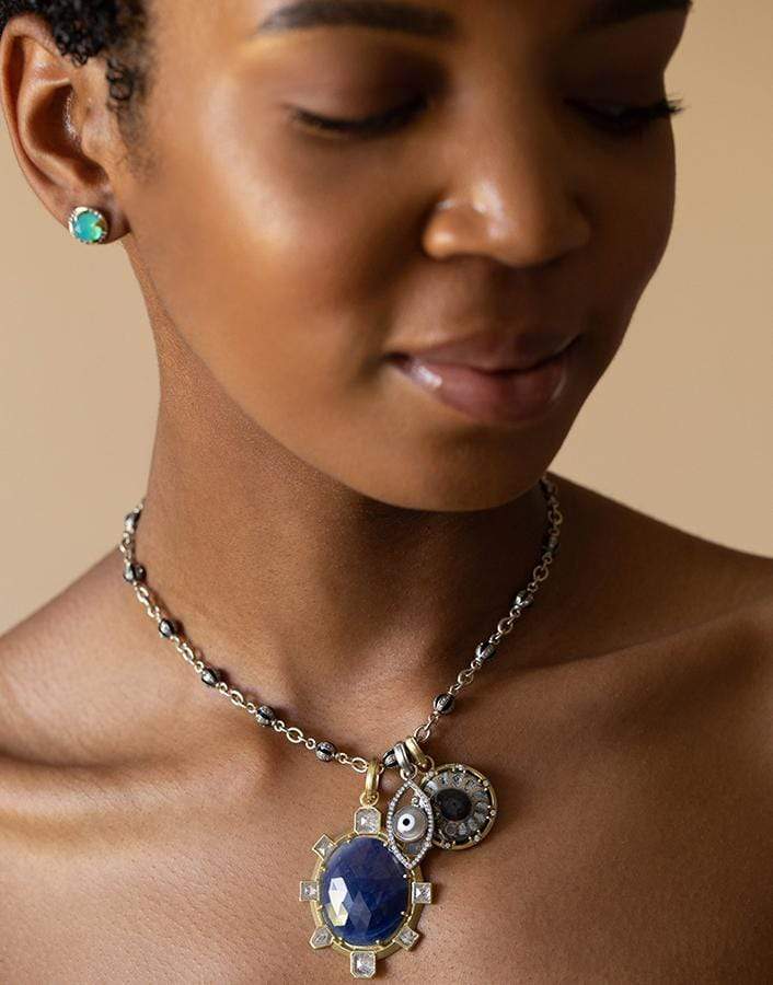 SYLVA & CIE-Enamel And Diamond Bead Necklace-WHITE GOLD