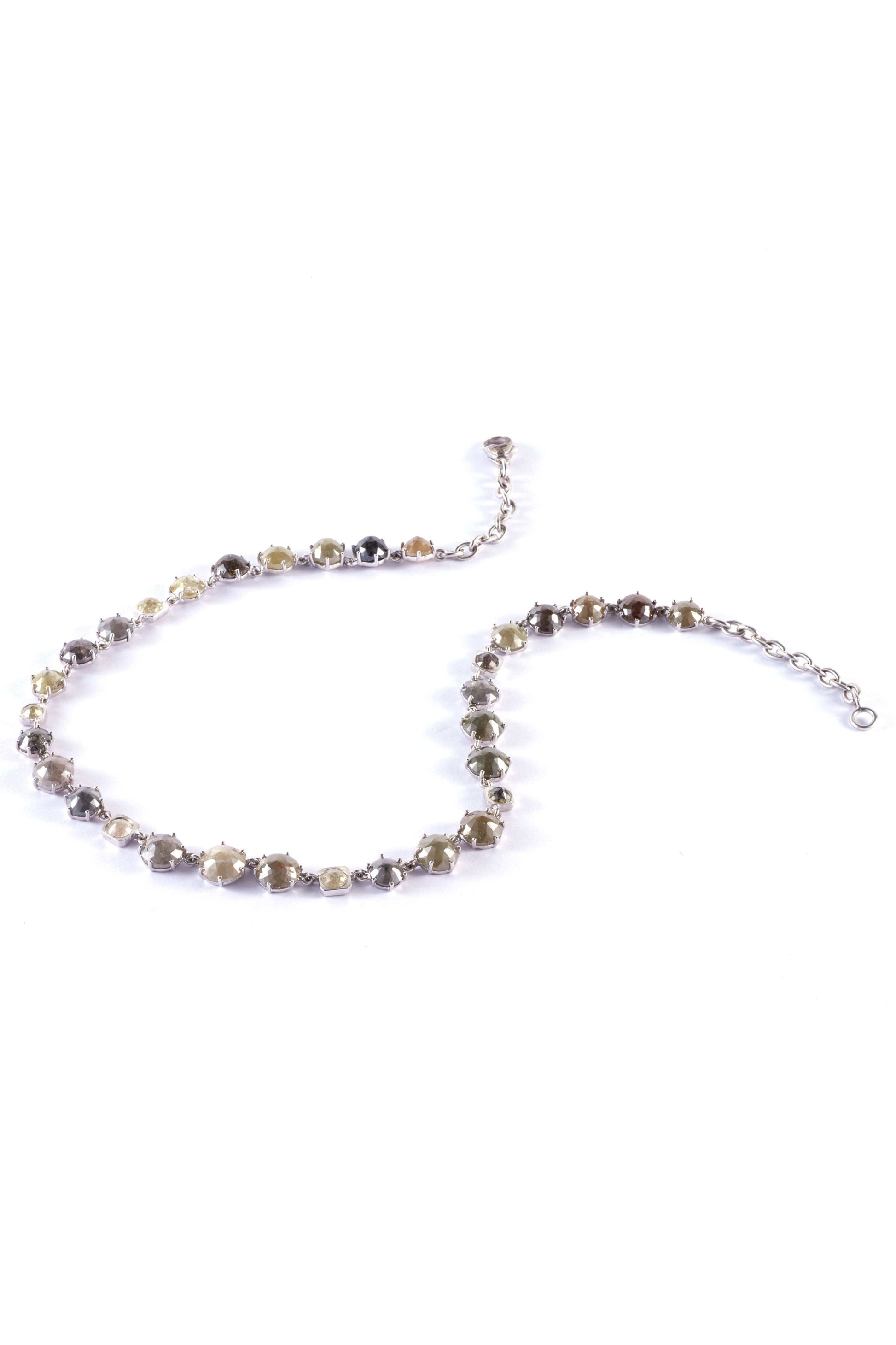 SYLVA & CIE-Rough Cut Diamond Riviera Necklace-WHITE GOLD