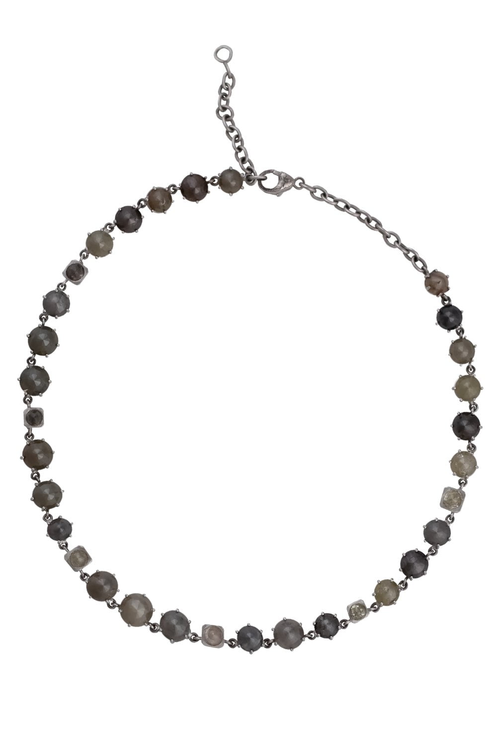 SYLVA & CIE-Rough Cut Diamond Riviera Necklace-WHITE GOLD