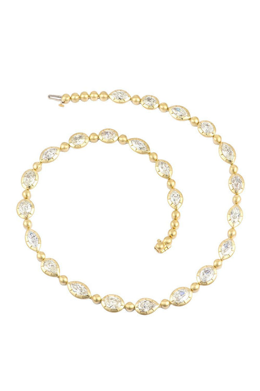Diamond Old Cut Riviera Necklace-YELLOW GOLD-16-JEWELRYFINE JEWELNECKLACE O-SYLVA & CIE