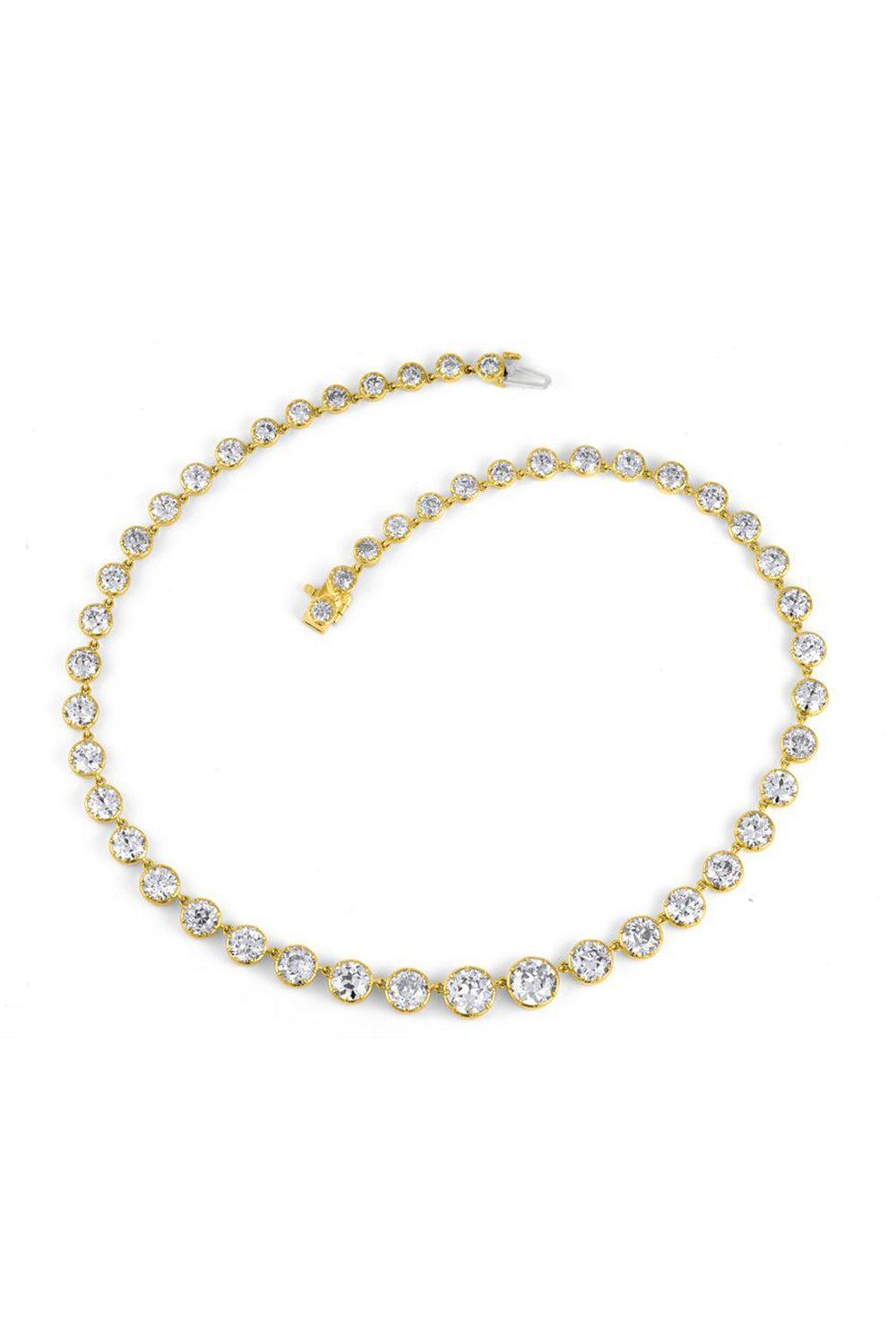 Diamond Old Euro Riviera Necklace-YELLOW GOLD-16-JEWELRYFINE JEWELNECKLACE O-SYLVA & CIE