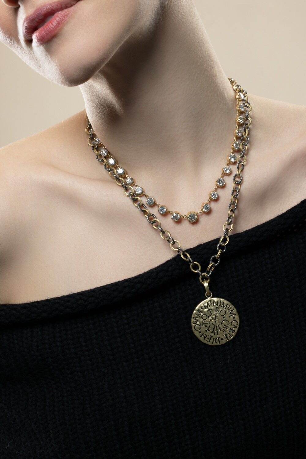 Old European Diamond Riviera Necklace-YELLOW GOLD-16-JEWELRYFINE JEWELNECKLACE O-SYLVA & CIE