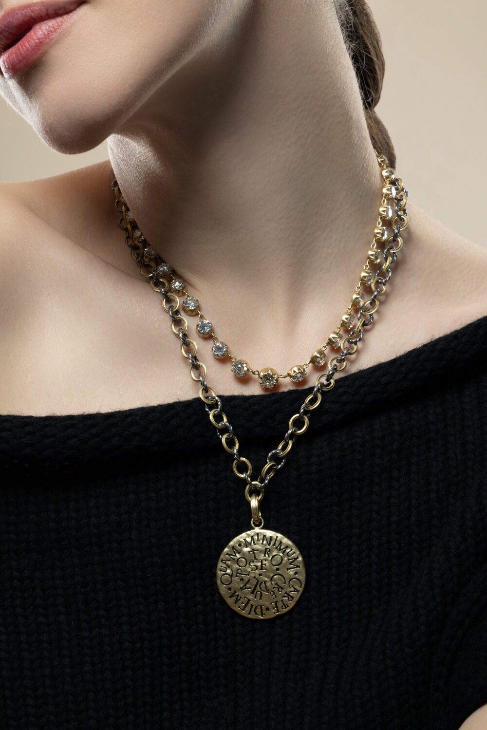 Old European Diamond Riviera Necklace-YELLOW GOLD-16-JEWELRYFINE JEWELNECKLACE O-SYLVA & CIE