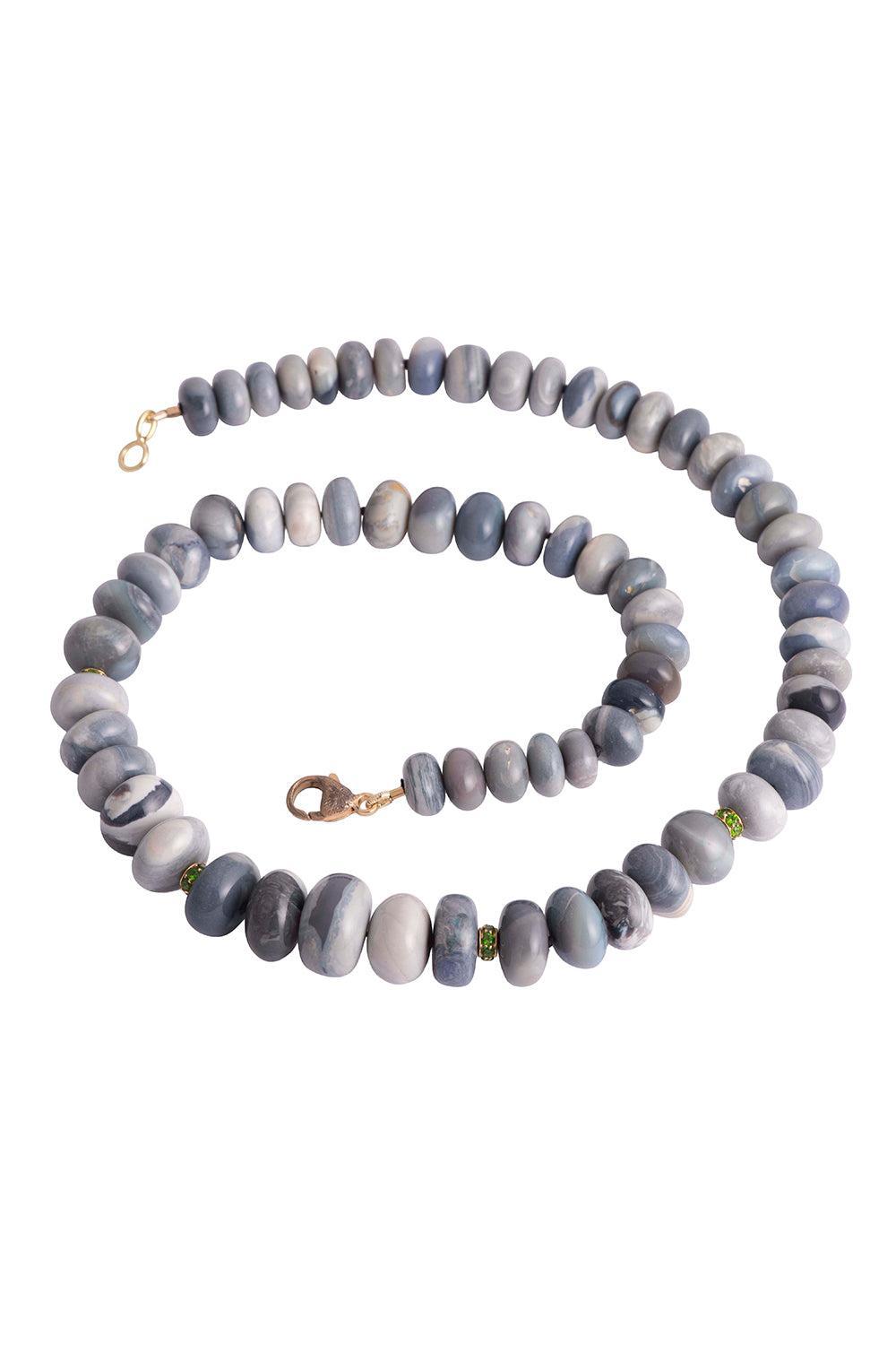 Opal Tsavorite Rondelle Necklace-YELLOW GOLD-17-JEWELRYFINE JEWELNECKLACE O-SYLVA & CIE