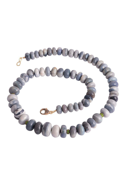 Opal Tsavorite Rondelle Necklace-YELLOW GOLD-17-JEWELRYFINE JEWELNECKLACE O-SYLVA & CIE