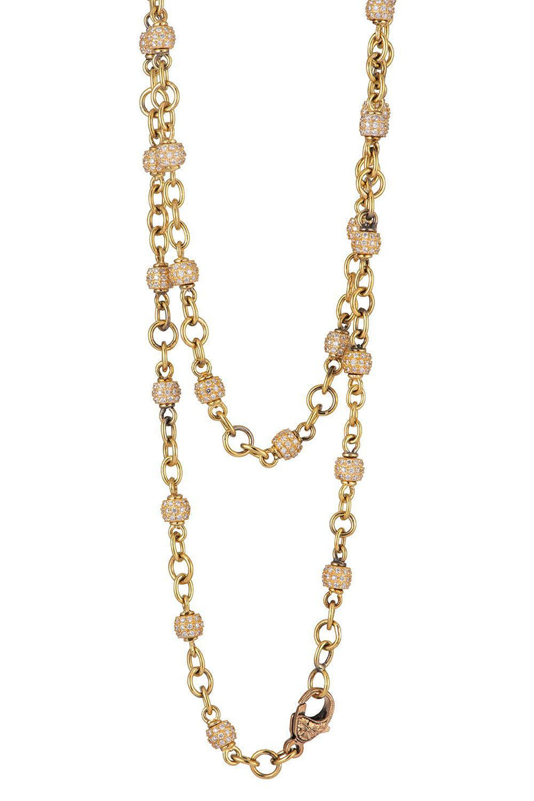 Diamond Beaded Barrel Necklace