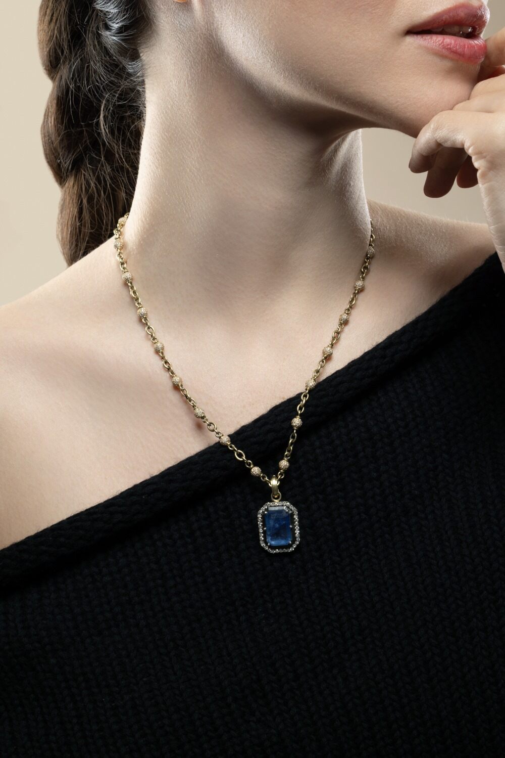 Diamond Beaded Necklace-YELLOW GOLD-18-JEWELRYFINE JEWELNECKLACE O-SYLVA & CIE