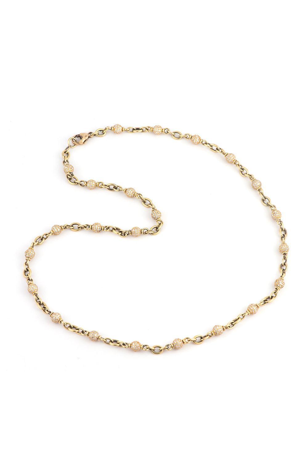 Diamond Beaded Necklace-YELLOW GOLD-18-JEWELRYFINE JEWELNECKLACE O-SYLVA & CIE