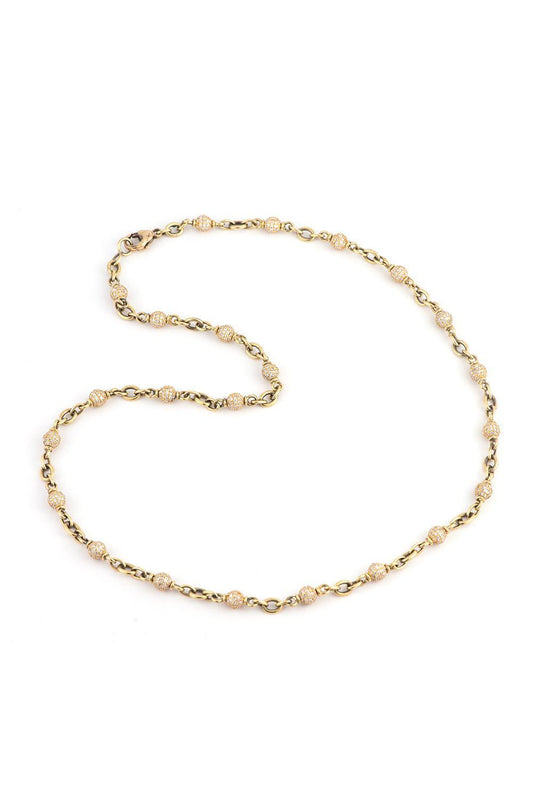 Diamond Beaded Necklace-YELLOW GOLD-18-JEWELRYFINE JEWELNECKLACE O-SYLVA & CIE