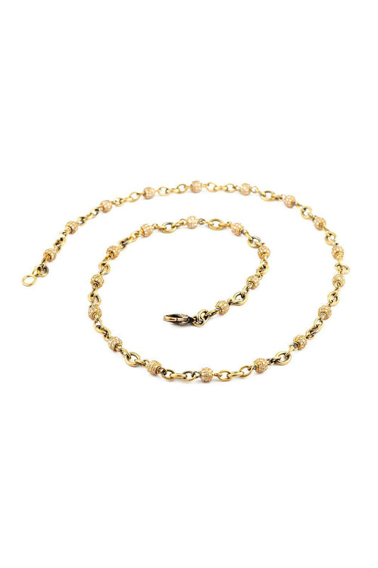 Diamond Beaded Necklace-YELLOW GOLD-18-JEWELRYFINE JEWELNECKLACE O-SYLVA & CIE