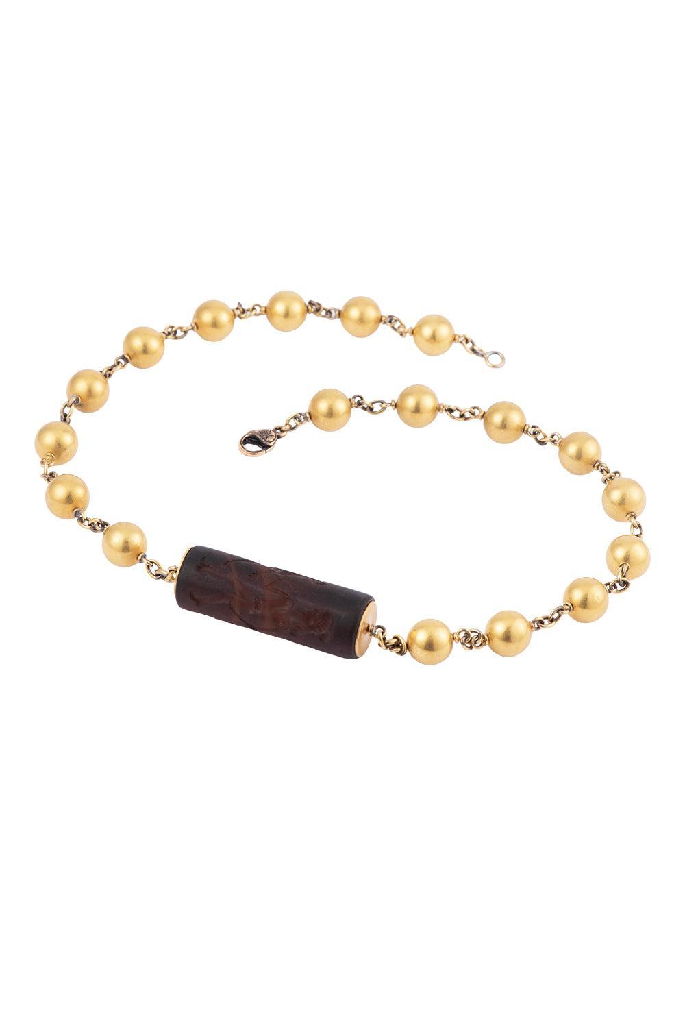 Mesopatamian Seal Vintage Necklace-YELLOW GOLD-18-JEWELRYFINE JEWELNECKLACE O-SYLVA & CIE
