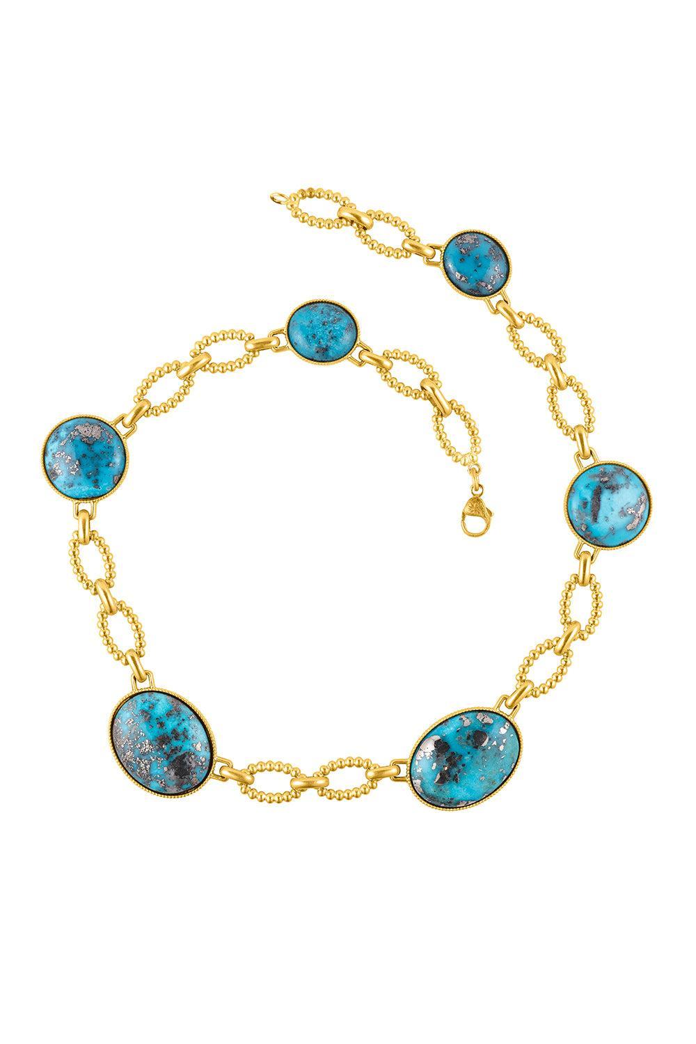 Turquoise Gold Necklace-YELLOW GOLD-18-JEWELRYFINE JEWELNECKLACE O-SYLVA & CIE