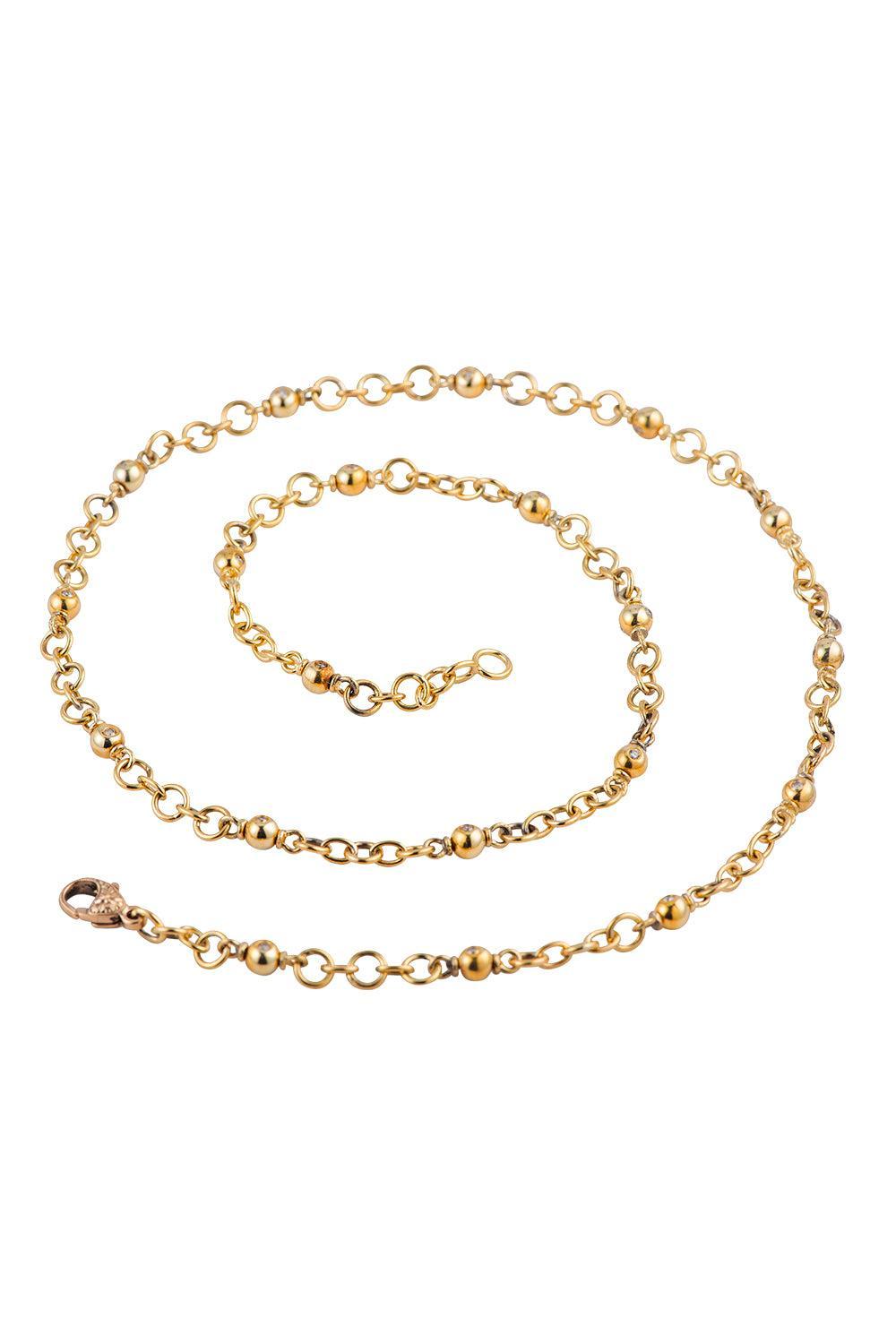 Diamond Dot Beaded Chain Necklace-YELLOW GOLD-20-JEWELRYFINE JEWELNECKLACE O-SYLVA & CIE